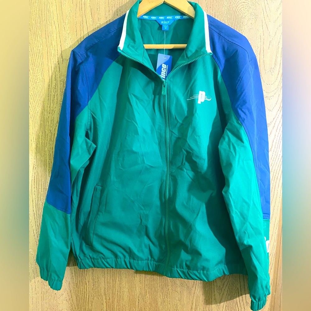 Prince Pickleball Men's Full Zip Lightweight Jacket Green/Blue Size Medium